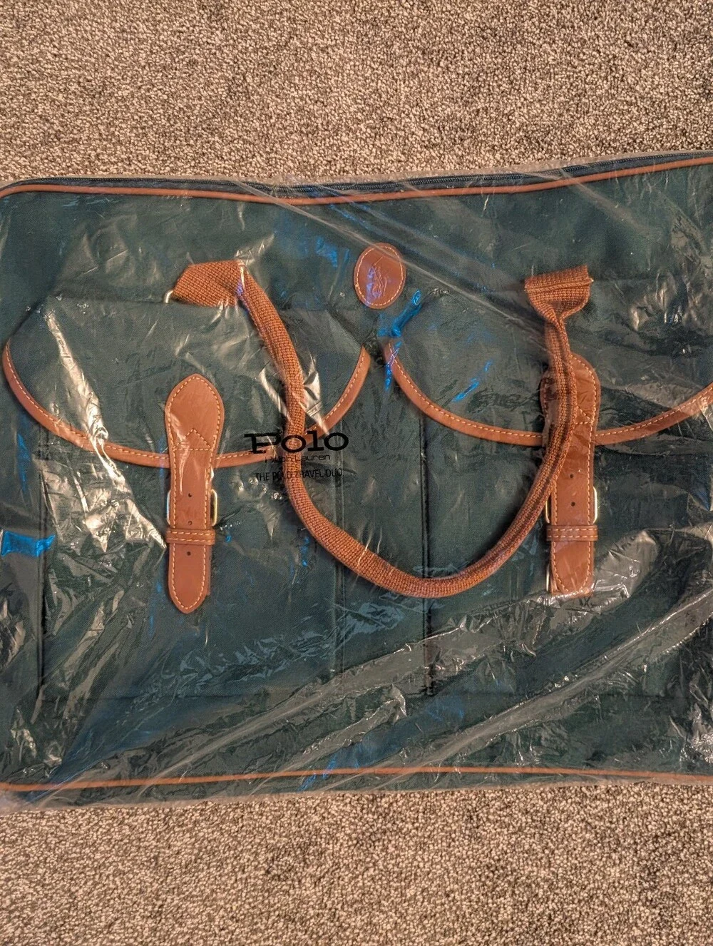 Polo by Ralph Lauren Dark Teal Duffel with Brown Leather Trim